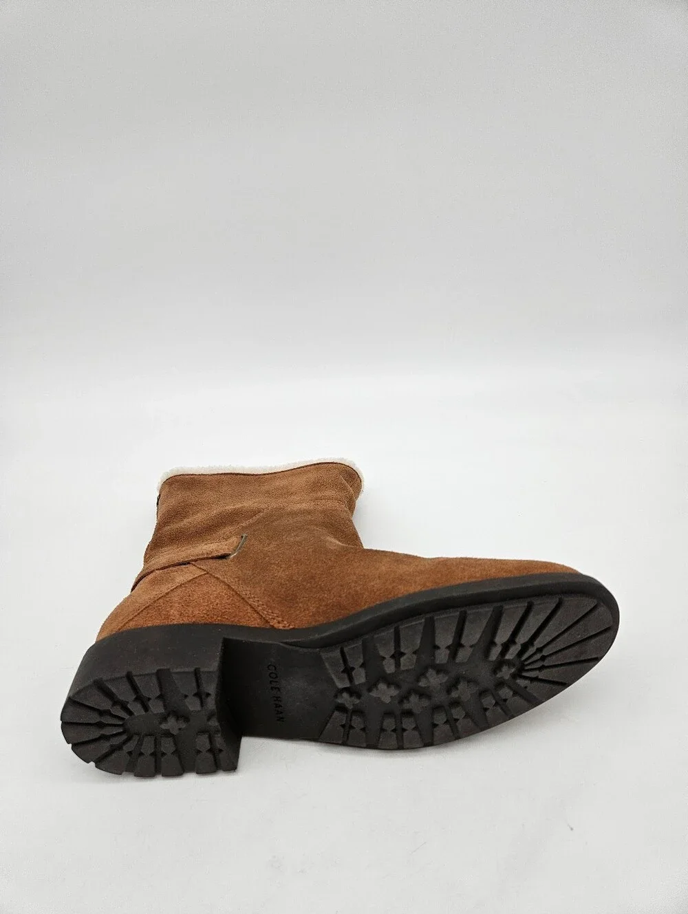 Cole Haan Quiana Tan Suede Faux Shearling Lining Waterproof Boots Size 9.5B